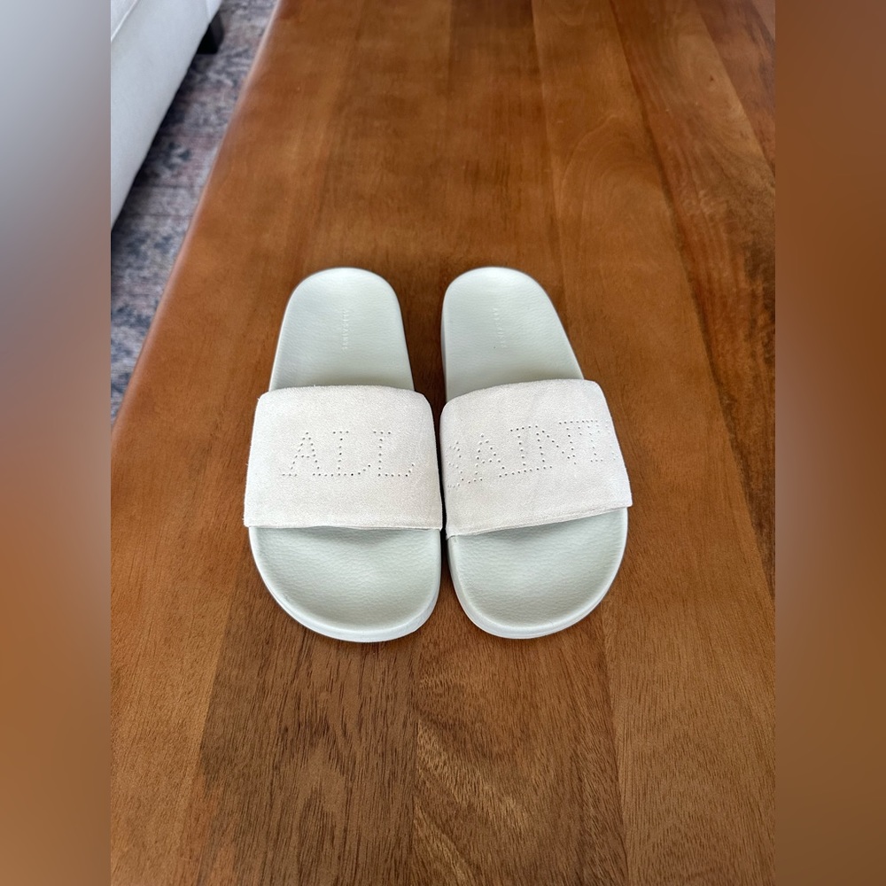 AllSaints Slip-On Slides - Cream / Ivory